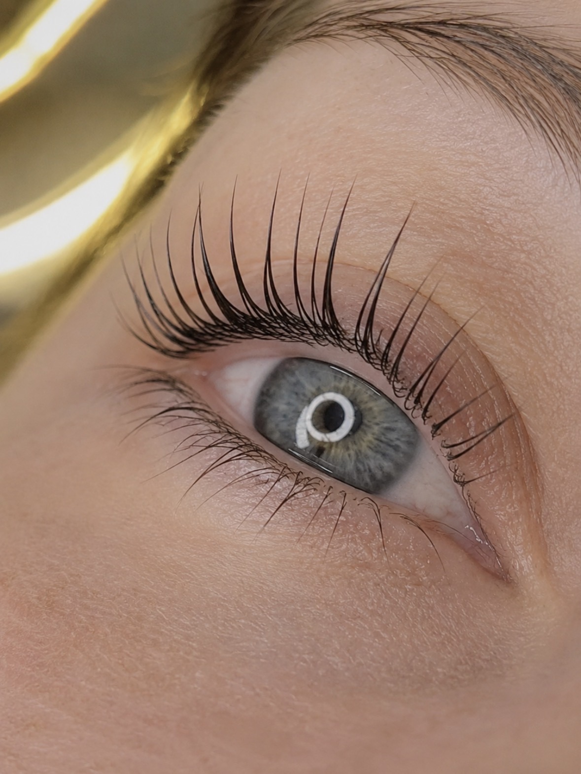 Soft, lifted lashes after a Korean lash lift